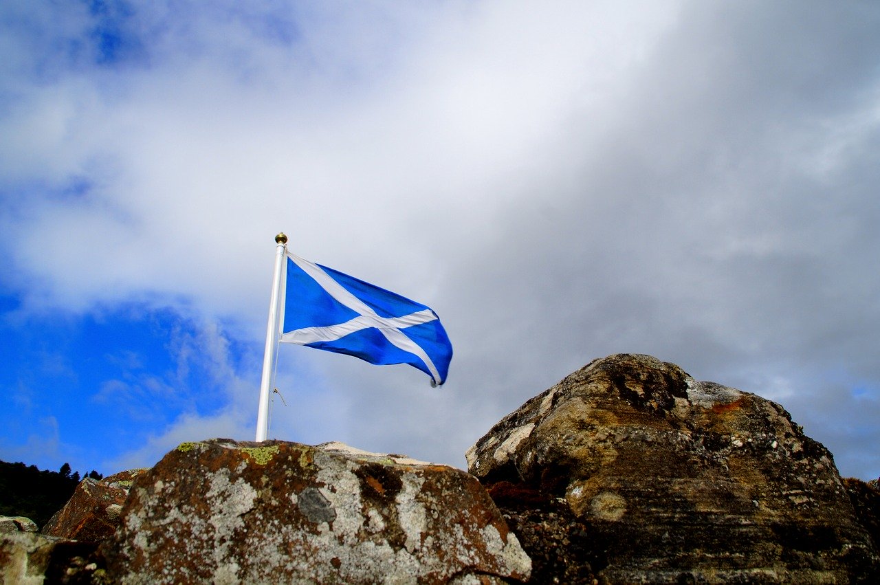 scottish flag on a mountain